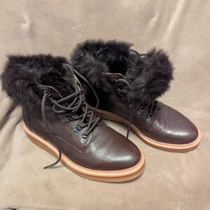 Botkier New York Fur-Lined Brown Leather Boots